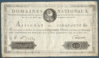 ASSIGNAT DE CINQUANTE LIVRES 19 JUIN 1791 - LOUIS XVI ROI DES FRANÇAIS