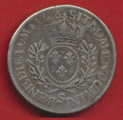 LOUIS XV  - 1/5 d'écu - 1726/5 - S - Reims – Image 2