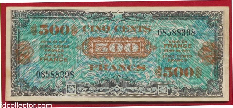 500 Francs drapeau - 1944 - Impression américaine - FDCollector