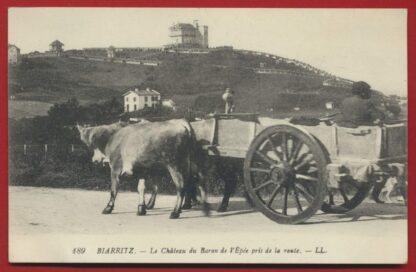 cpa biarritz le chateau du baron de l epee pris de la route attelage