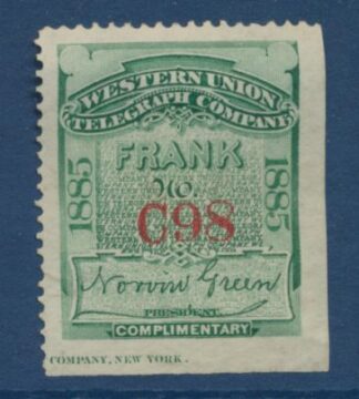 timbre stamp western union telegraph compagny frank 1885