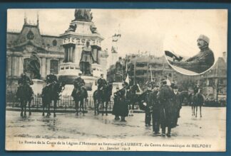 cpa remise de la croix de la legion d honneur au lieutenant gaubert belfort 1913