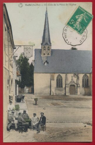 cpa-tuffe-un-coin-de-la-place-de-l-eglise