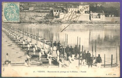 cpa-vienne-manoeuvre-pontage-genie