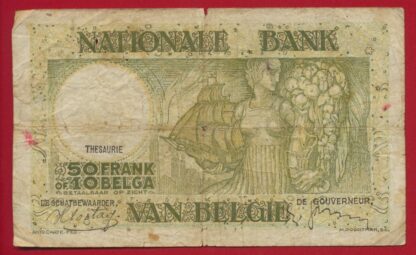BELGIQUE - 50 Francs - 10 Belgas - 1938 – Image 2