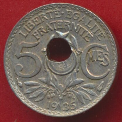 5 Centimes - Lindauer - Fautée - Trou décentré – Image 2