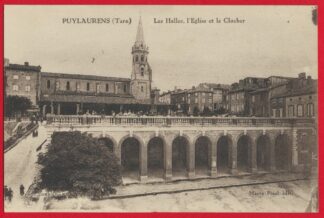 cpa-puylaurens-les-halles-l-eglise-le-clocher