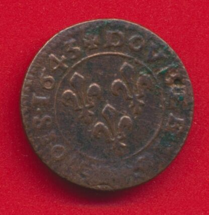 LOUIS XIII - Double Tournois - 1643 - Feurs – Image 2