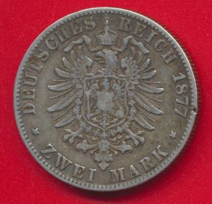 allemagne wurttemberg karl 2 mark zwei 1877 f