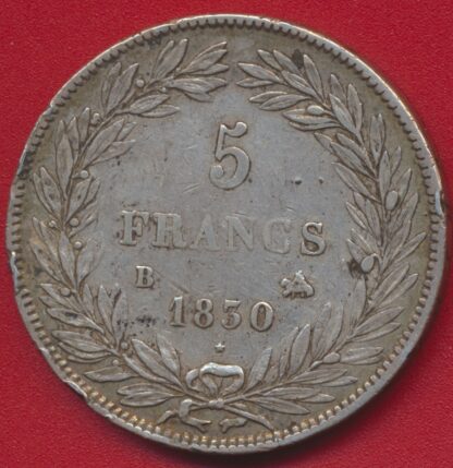 Louis-Philippe 1er - 5 Francs Tête nue sans le I - Rouen - 1830 – Image 2