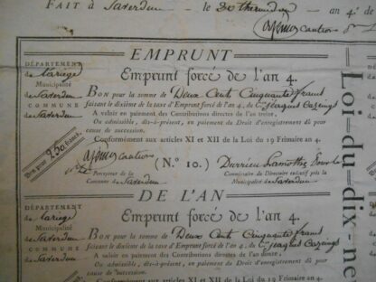 Planche Emprunt Forcé de l'An 4 - Bons pour 250 Francs – Image 5