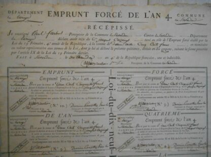 Planche Emprunt Forcé de l'An 4 - Bons pour 250 Francs – Image 2