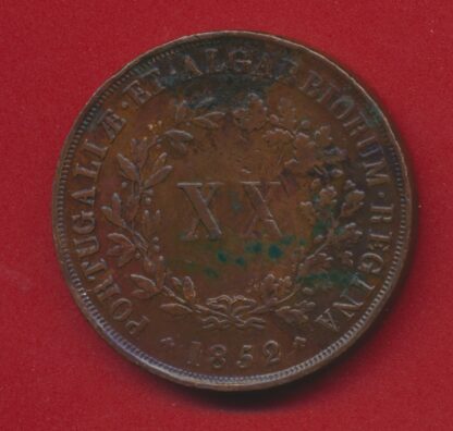 PORTUGAL - Maria II - XX Reis - 1852 – Image 2