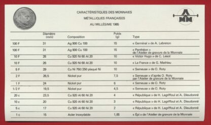 Coffret FDC 1985 (10 f Tranche A) – Image 3