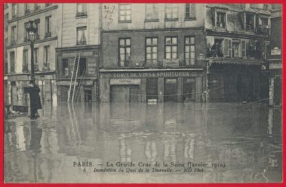 cpa-grande-crue-seine-paris-janvier-1910-inondation-quai-tournelle