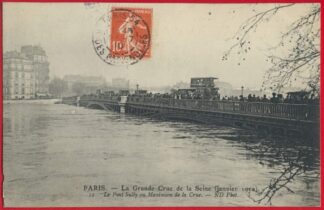 cpa-grande-crue-seine-paris-janvier-1910-pont-sully-maximum-crue