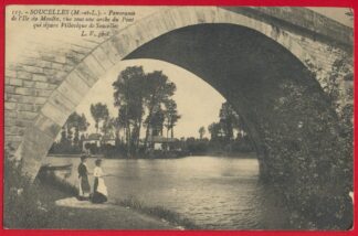 cpa-soucelles-panorama-ile-moulin-arche-pont-villeveque