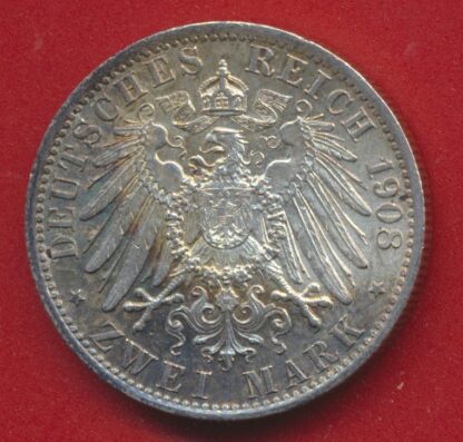 ALLEMAGNE - PRUSSE - GUILLAUME II - 2 MARK - 1908 - A – Image 2