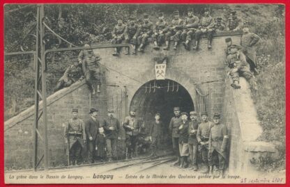 cpa-greve-bassin-longwy-entree-miniere-coulmies-garde-troupe-1905