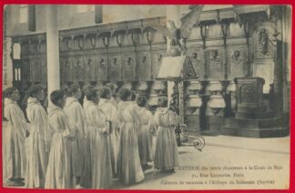 cpa-mantcanterie-petits-chanteurs-croix-bois-lecourbe-paris-colonie-vacances-abbaye-solesmes-sarthe