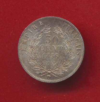 Napoléon III - Tête nue - 50 Centimes - 1856 - D - Lyon – Image 2