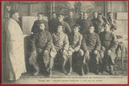 cpa-nantes-institution-departementale-sourds-muets-aveugles-persagotiere-guerre-1916-soldats-apprenant-lire-sur-levres