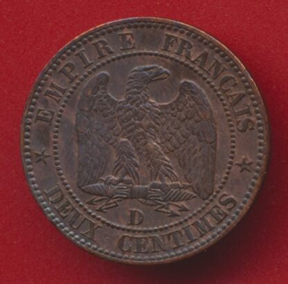 2 Centimes Napoléon III - 1857 - D - Lyon  - variété – Image 2