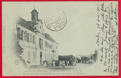 cpa-saint-pierre-ile-reunion-colonies-francaises-hotel-ville-conscrits-conseil-revision