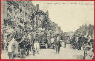 cpa-ernee-mayenne-fetes-11-juillet-1909-char-horticulture