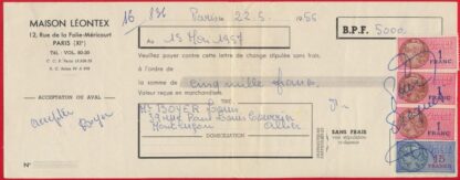 TIMBRES FISCAUX sur Facture  - 1956 – Image 2