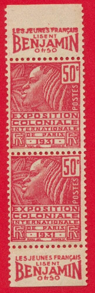 bande-publicitaire-50-centimes-exposition-coloniale-paris-1931-benjamin-jeune-francais-lisent