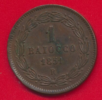 VATICAN - Pie IX - Baiocco - 1851 - R - ANNO V – Image 2