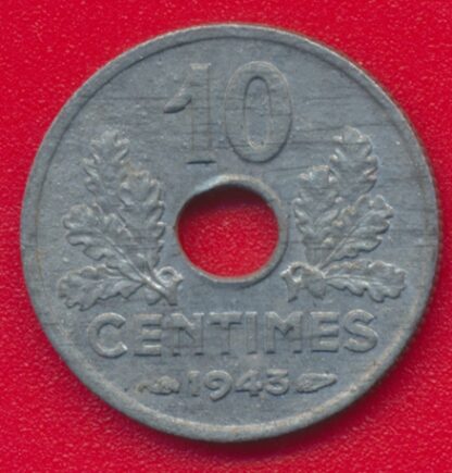 10 Centimes Etat Français Petit Module - 1943 – Image 2