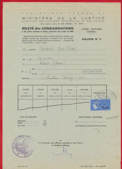 FISCAL - 9 Francs - 1970-78 – Image 3