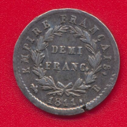 Napoléon I - Demi-Franc - 1811 - B - Rouen - Fautée - Frappe fantôme – Image 2