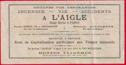 Reçu - Assurance  Vie - Rentes Viagères - L'AIGLE – Image 3