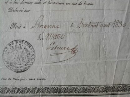 Police Générale du Royaume - Passe-Port pour l'Intérieur - Bergerac - 1830 – Image 5