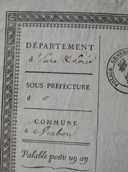 Police Générale du Royaume - Passe-Port pour l'Intérieur - Eure-et-Loir - Viabon – Image 5