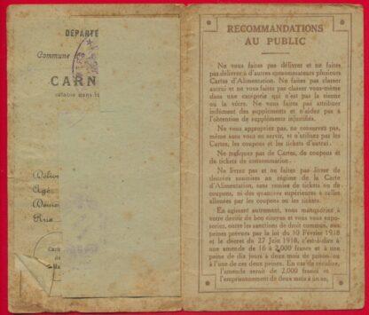 Carte Individuelle d'Alimentation - Maine-et-Loire - Sucre - 1920 – Image 3