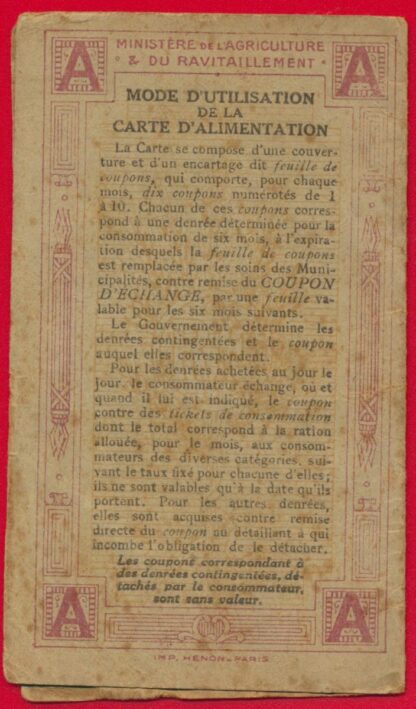 Carte Individuelle d'Alimentation - Maine-et-Loire - Sucre - 1920 – Image 4