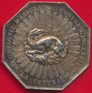 medaille-jeton-argent-compagnie-assurance-contre-incendie-centrale-decret-imperial-1865