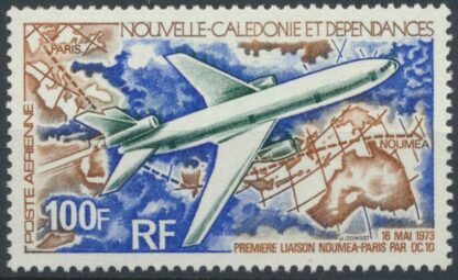 nouvelle-caledonie-poste-aerienne-premiere-liaison-noumea-paris-100-francs-1973