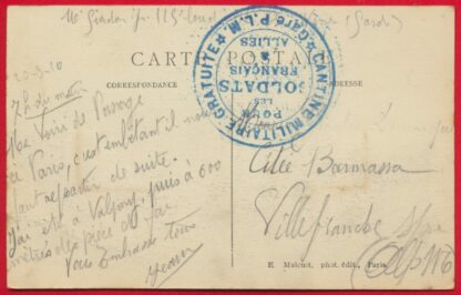 14-18 - Cachet sur CPA - Cantine Militaire Gratuite - Gare P.L.M – Image 2