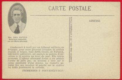 CPA  Martyre de Miss Edith Cavell - Remember – Image 2