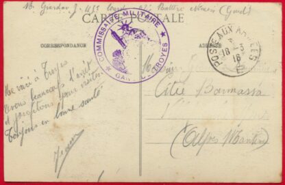 14-18 - Cachet sur CPA - Commissaire Militaire - Gare de Troyes – Image 3