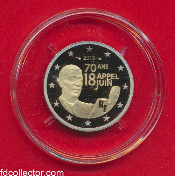 25 00 France 2 Euro 70e Anniversaire Appel Du 18 Juin 1940 Be Fdcollector