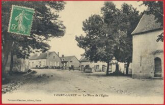 cpa-toury-lurcy-place-eglise