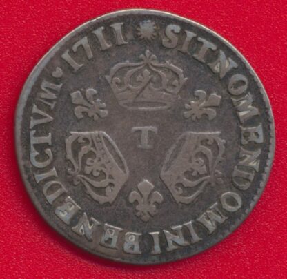 Louis XIV - 1/10 Ecu aux 3 Couronnes - 1711 - T – Image 2