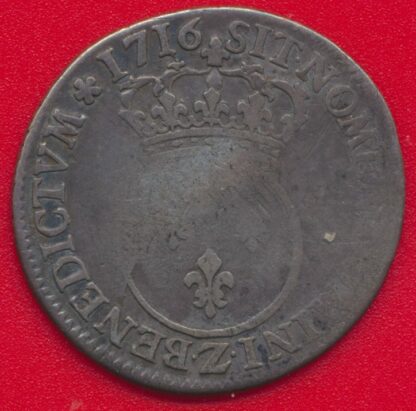 LOUIS XV - 1/4 Ecu Vertugadin - 1716 - Z – Image 2