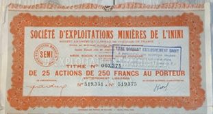 societe-exploitation-minieres-mines-inini-250-francs-25-actions